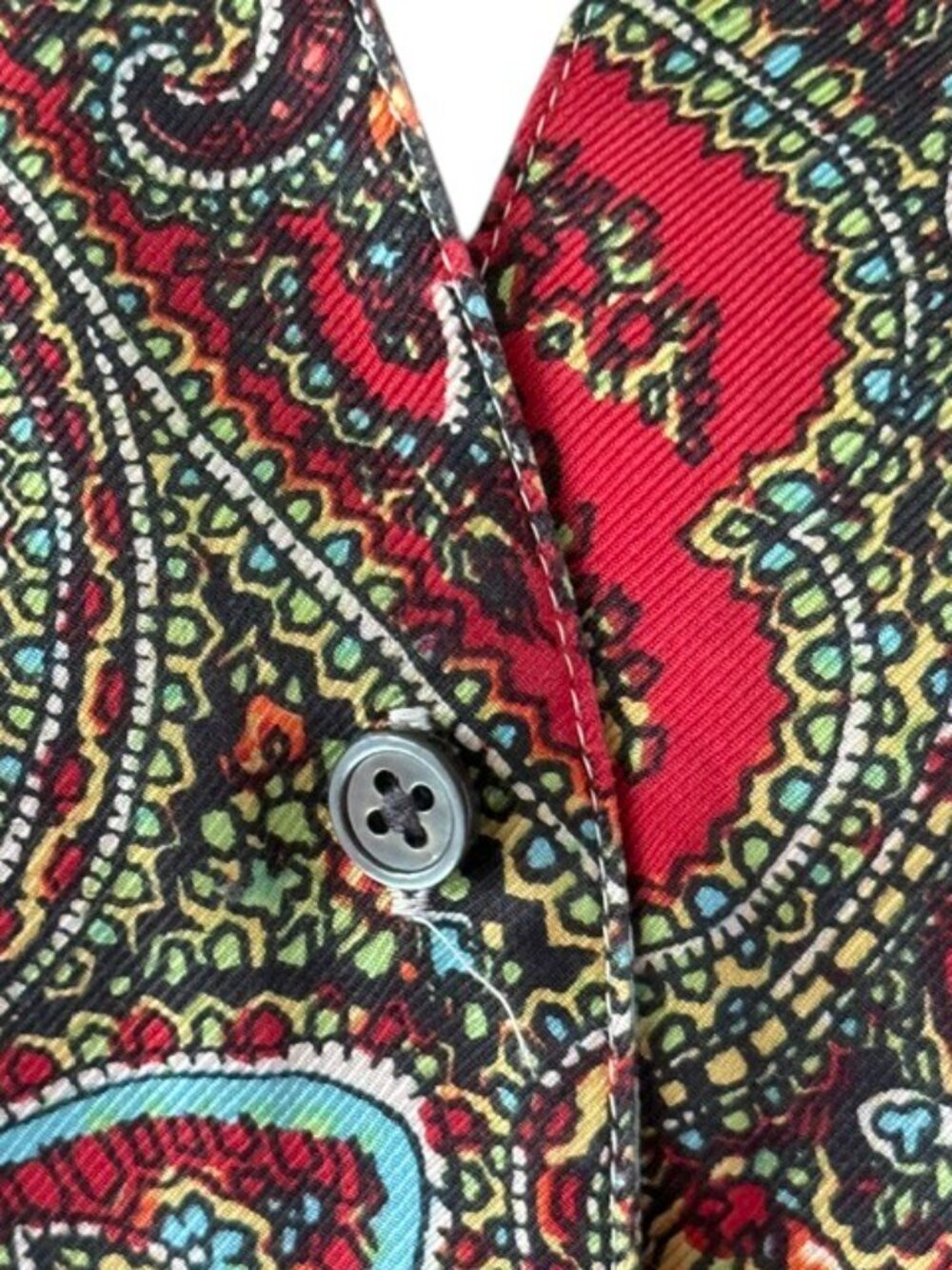 Talbots Women’s 100% Silk Blouse Paisley Print Button Front Collar V-Neck 14 EUC - Picture 7 of 16